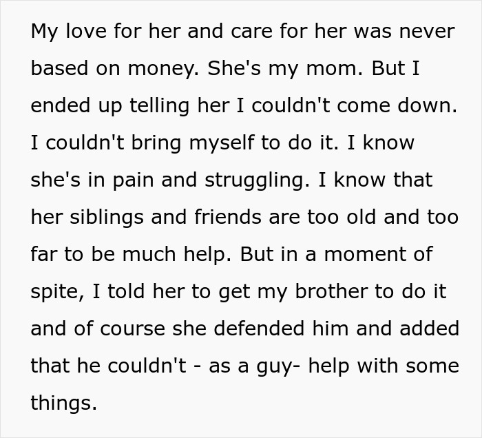 Mom Leaves $250k Inheritance To Son, Throws A Fit When Daughter Stops Looking After Her Mom Leaves $250k Inheritance To Son, Throws A Fit When Daughter Stops Looking After Her
