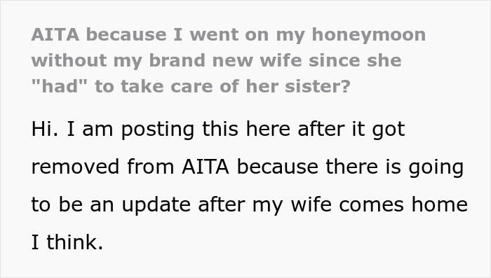 Man Skips Out On Helping Postpartum SIL, Leaves New Wife Behind And Goes On Honeymoon Alone Man Skips Out On Helping Postpartum SIL, Leaves New Wife Behind And Goes On Honeymoon Alone