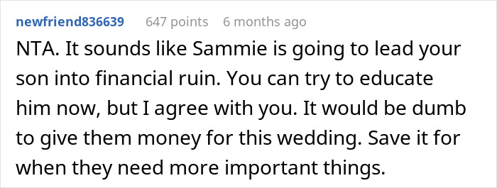 Parent Wants To Help Son And His Bride Out Financially, Refuses After Bride Picks $10k Wedding Dress Parent Wants To Help Son And His Bride Out Financially, Refuses After Bride Picks $10k Wedding Dress