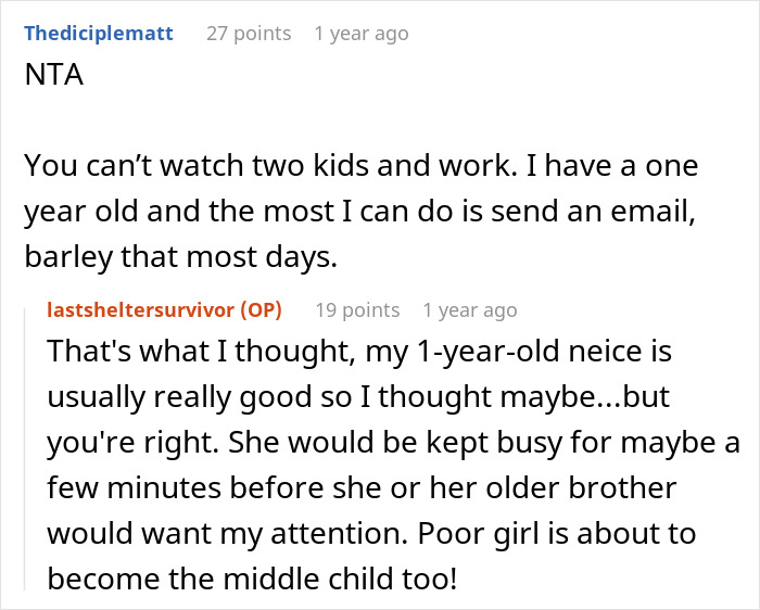 Woman Can’t Understand The Difference Between WFH And A Vacation, Demands Sister Babysit Woman Can’t Understand The Difference Between WFH And A Vacation, Demands Sister Babysit