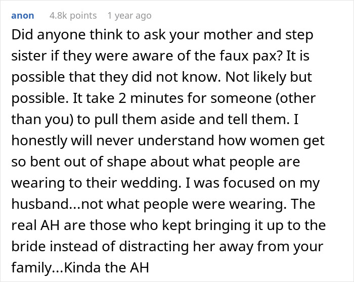 “Saw My Wife’s Face Drop”: Groom’s Stepsister Shows Up To Wedding Wearing White “Saw My Wife’s Face Drop”: Groom’s Stepsister Shows Up To Wedding Wearing White