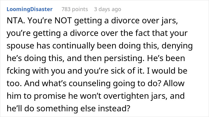 Woman Decides On Divorce After Suffering Husband's Lid Quirk For 5 Years Woman Decides On Divorce After Suffering Husband's Lid Quirk For 5 Years