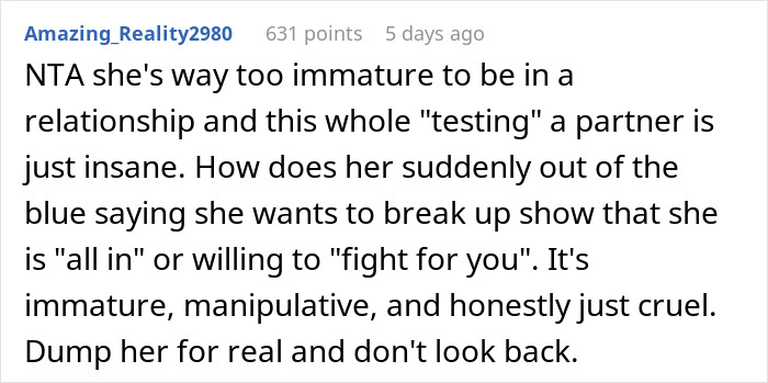 “AITAH For Breaking Up With My Girlfriend When She Tested Me?” “AITAH For Breaking Up With My Girlfriend When She Tested Me?”