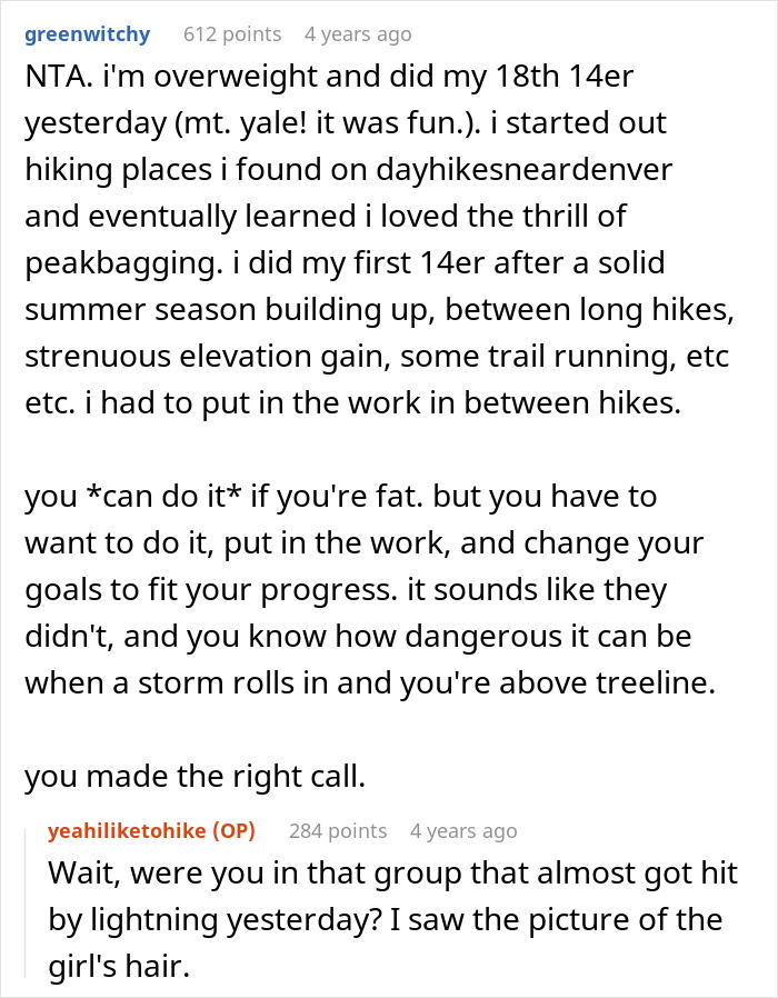 “AITA For Canceling On A Group Of Very Out Of Shape Women That Hired Me To Guide Their Hikes?” “AITA For Canceling On A Group Of Very Out Of Shape Women That Hired Me To Guide Their Hikes?”