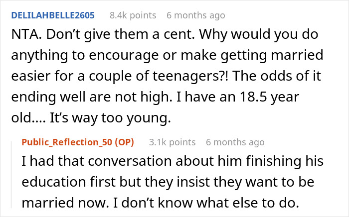 Parent Wants To Help Son And His Bride Out Financially, Refuses After Bride Picks $10k Wedding Dress Parent Wants To Help Son And His Bride Out Financially, Refuses After Bride Picks $10k Wedding Dress