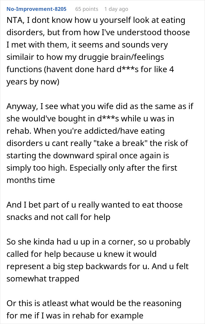 "AITA For Reporting My Wife For Bringing Me Snacks In The Hospital?" "AITA For Reporting My Wife For Bringing Me Snacks In The Hospital?"