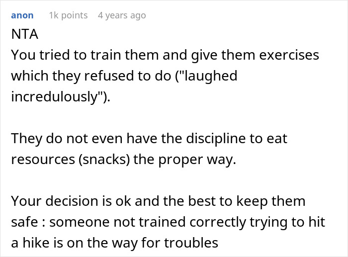 “AITA For Canceling On A Group Of Very Out Of Shape Women That Hired Me To Guide Their Hikes?” “AITA For Canceling On A Group Of Very Out Of Shape Women That Hired Me To Guide Their Hikes?”