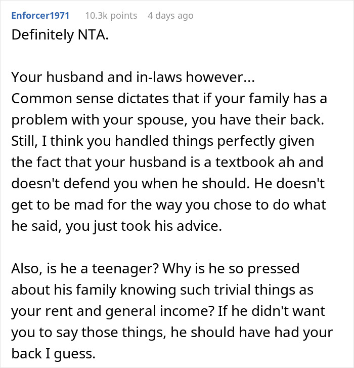 Woman Defends Herself Against In-Laws’ Criticism, Leaves Husband Fuming Woman Defends Herself Against In-Laws’ Criticism, Leaves Husband Fuming