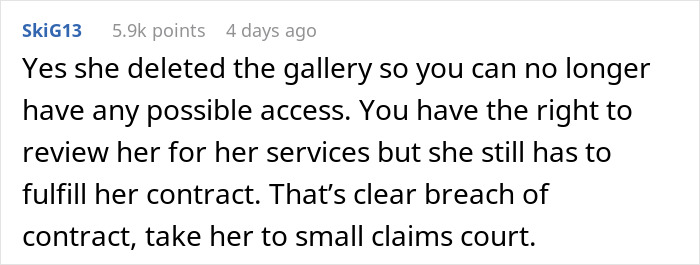 Woman Leaves Bad Review On Wedding Photographer, Gets All The Photos Taken Away Woman Leaves Bad Review On Wedding Photographer, Gets All The Photos Taken Away