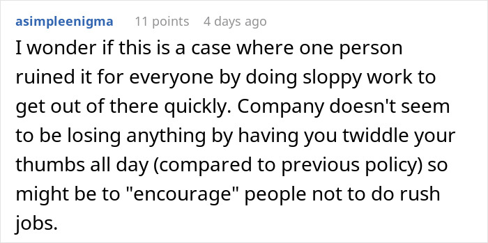 Worker Refuses To Accept Lower Pay For Finishing Work Faster, Tests Corporate Policy Worker Refuses To Accept Lower Pay For Finishing Work Faster, Tests Corporate Policy