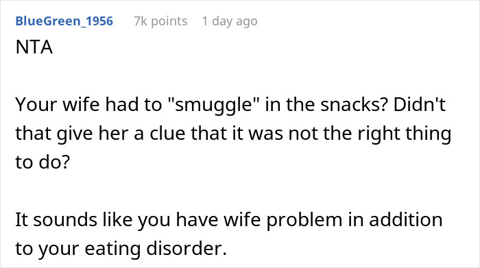 "AITA For Reporting My Wife For Bringing Me Snacks In The Hospital?" "AITA For Reporting My Wife For Bringing Me Snacks In The Hospital?"