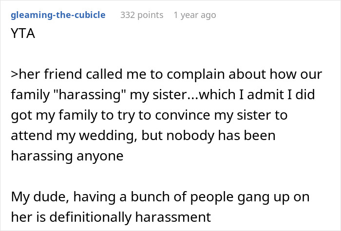 "AITA For Thinking That My Sister Is Selfish For Wanting To Skip My Wedding Cause Of Her 'Trauma'?" "AITA For Thinking That My Sister Is Selfish For Wanting To Skip My Wedding Cause Of Her 'Trauma'?"