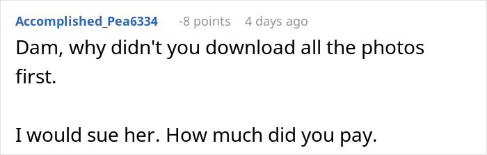 Woman Leaves Bad Review On Wedding Photographer, Gets All The Photos Taken Away Woman Leaves Bad Review On Wedding Photographer, Gets All The Photos Taken Away