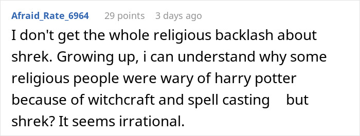 5YO Wants A Shrek-Themed Party, His Cousins Can’t Come Due To Parents’ Religious Views 5YO Wants A Shrek-Themed Party, His Cousins Can’t Come Due To Parents’ Religious Views