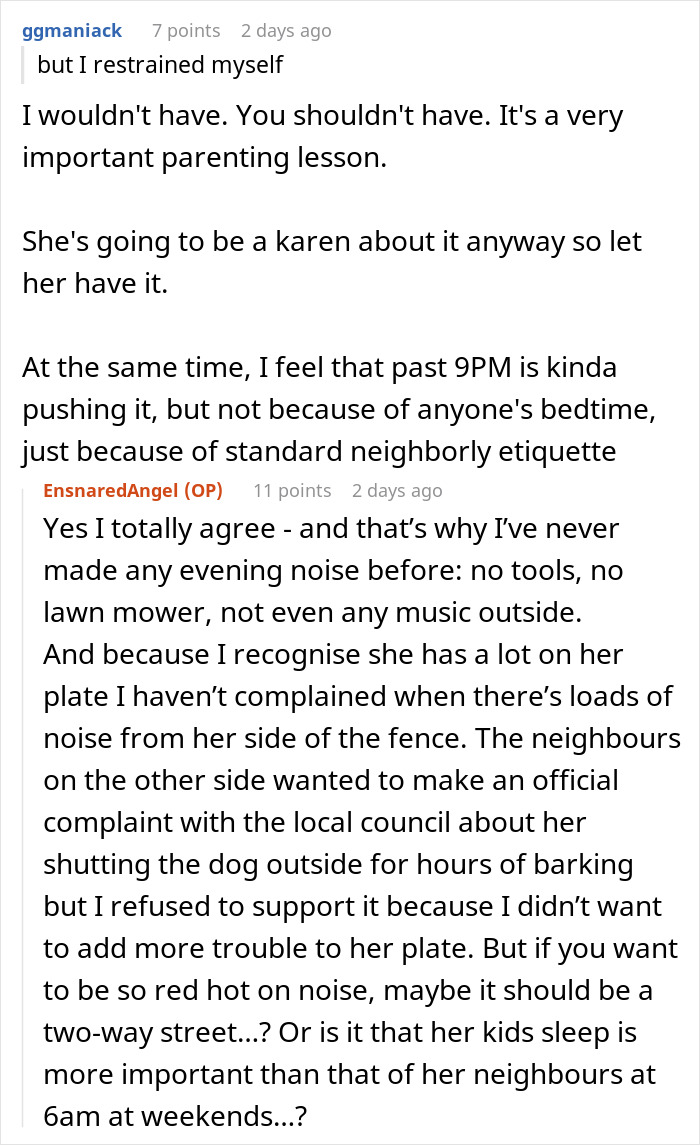 Woman Asks Neighbor To Not Use Her Power Tools After 8PM As It’s Her Kids’ Bedtime, She Refuses Woman Asks Neighbor To Not Use Her Power Tools After 8PM As It’s Her Kids’ Bedtime, She Refuses