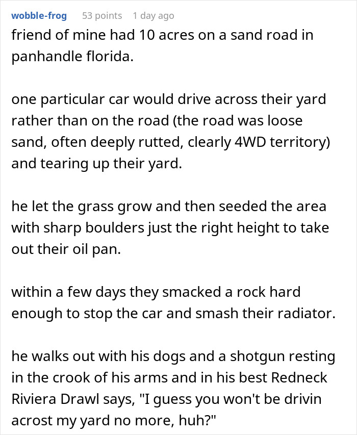 Woman Prevents Random Truck From Passing Through Her Property By Hiding Star Pickets In Her Lawn Woman Prevents Random Truck From Passing Through Her Property By Hiding Star Pickets In Her Lawn