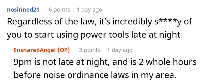 Woman Asks Neighbor To Not Use Her Power Tools After 8PM As It’s Her Kids’ Bedtime, She Refuses Woman Asks Neighbor To Not Use Her Power Tools After 8PM As It’s Her Kids’ Bedtime, She Refuses