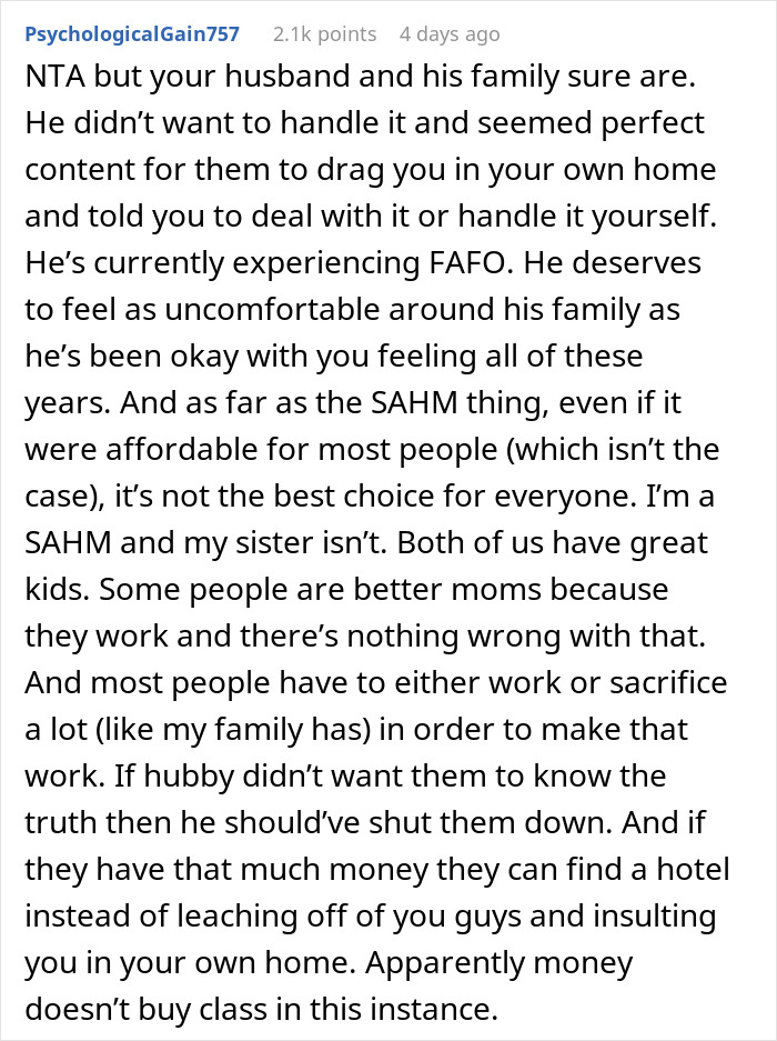 Woman Defends Herself Against In-Laws’ Criticism, Leaves Husband Fuming Woman Defends Herself Against In-Laws’ Criticism, Leaves Husband Fuming