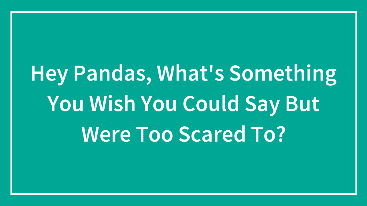 Hey Pandas, What’s Something You Wish You Could Say But Were Too Scared To? (Closed)