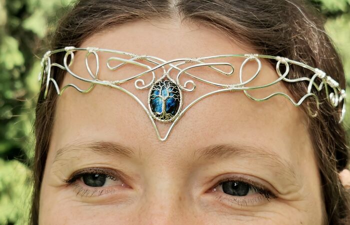 I Made An Elven Crown With Wire And A Labradorite Gemstone
