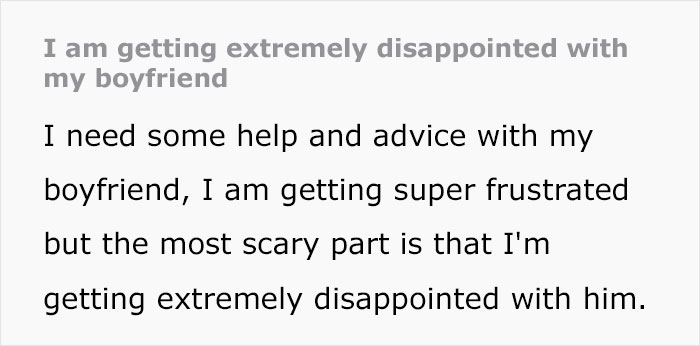 “I Am Getting Extremely Disappointed With My Boyfriend”: GF Exhausted As BF Keeps Ignoring Her Needs “I Am Getting Extremely Disappointed With My Boyfriend”: GF Exhausted As BF Keeps Ignoring Her Needs