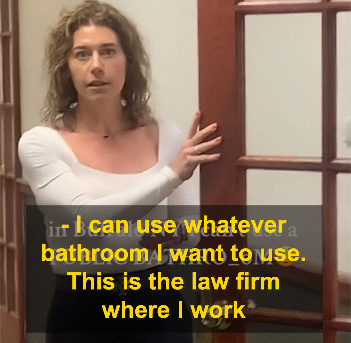 White “Office Karen” Berates Black Woman Using Law Firm’s Bathroom White “Office Karen” Berates Black Woman Using Law Firm’s Bathroom