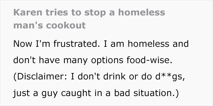 Karen Calls 911 On Homeless Man, Threatens Him With $500 Fine Until Cops Show Up Karen Calls 911 On Homeless Man, Threatens Him With $500 Fine Until Cops Show Up