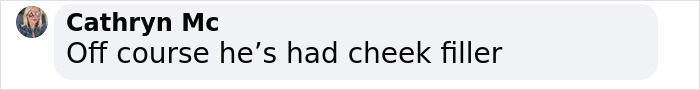 "Social media user comments on celebrity appearance regarding cosmetic changes. "Social media user comments on celebrity appearance regarding cosmetic changes.