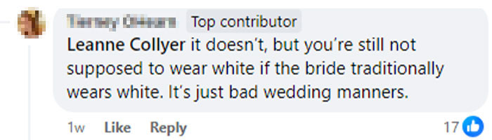 People Left Baffled Over Bride’s Aunt Wearing An “Inexcusable” White Dress To Her Wedding People Left Baffled Over Bride’s Aunt Wearing An “Inexcusable” White Dress To Her Wedding