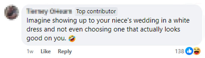 People Left Baffled Over Bride’s Aunt Wearing An “Inexcusable” White Dress To Her Wedding People Left Baffled Over Bride’s Aunt Wearing An “Inexcusable” White Dress To Her Wedding