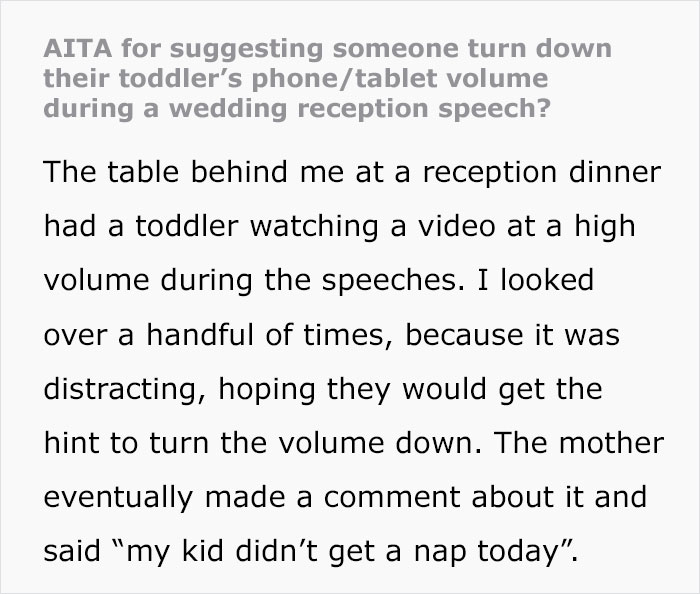 Mom Goes After Wedding Guest After They Tell Her To Quiet Toddler’s Tablet Down Mom Goes After Wedding Guest After They Tell Her To Quiet Toddler’s Tablet Down