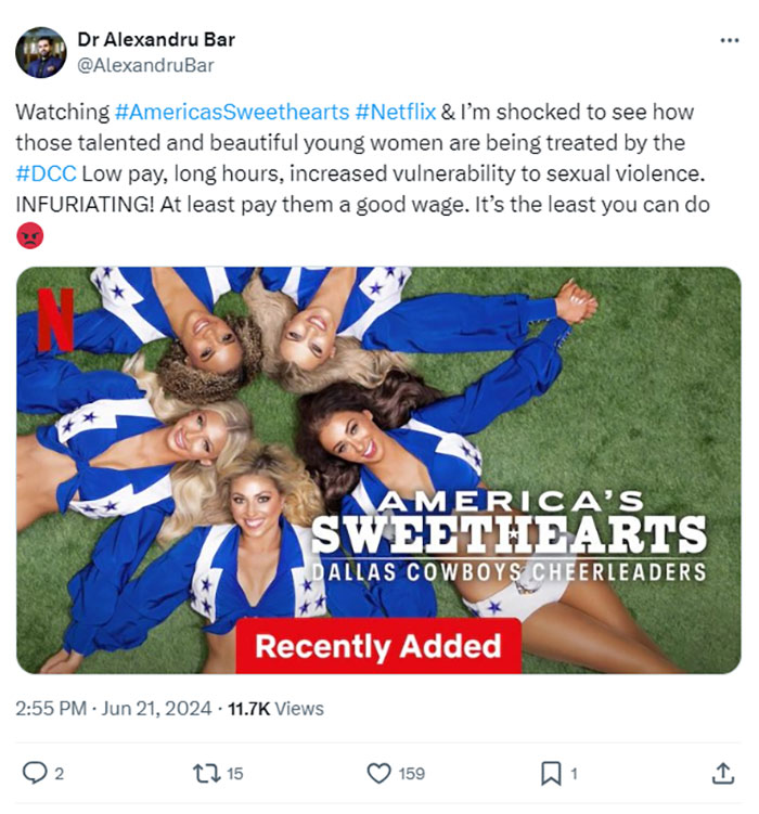 “America’s Sweethearts” Sparks Outrage After Dallas Cowboys Cheerleaders Salaries Are Revealed “America’s Sweethearts” Sparks Outrage After Dallas Cowboys Cheerleaders Salaries Are Revealed