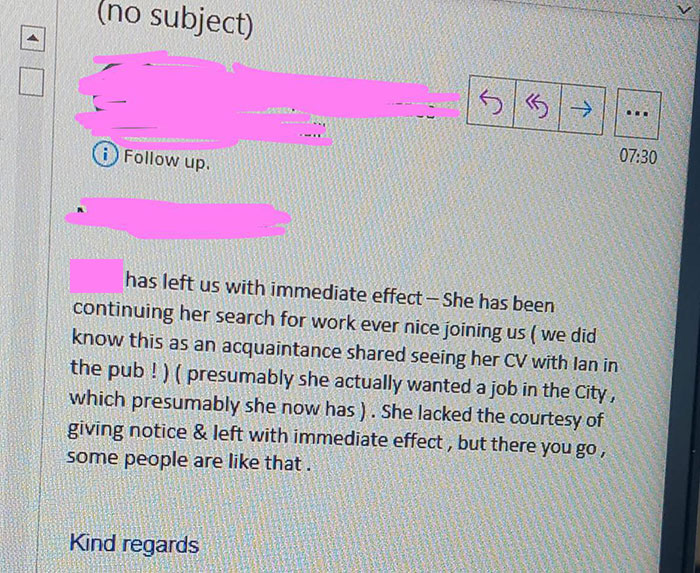 Boss Sends Out Unhinged Email To Entire Office After Woman Quits Horrible Job Boss Sends Out Unhinged Email To Entire Office After Woman Quits Horrible Job