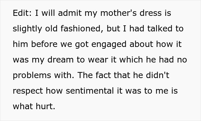 Man Defends Sister After Fiancée Refuses To Wear Her Wedding Dress, Ends Up Single Man Defends Sister After Fiancée Refuses To Wear Her Wedding Dress, Ends Up Single