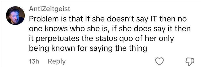 AntiZeitgeist comment discussing Hailey Welch's recognition issue in the context of her saying "IT". AntiZeitgeist comment discussing Hailey Welch's recognition issue in the context of her saying "IT".