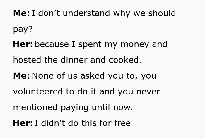 Unexpected Dinner Party Charge Leaves Guests Outraged: “I Didn’t Do This For Free” Unexpected Dinner Party Charge Leaves Guests Outraged: “I Didn’t Do This For Free”