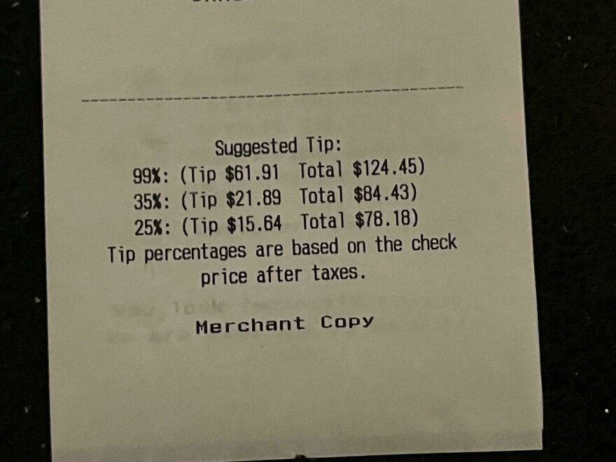 The “Suggested Tips” Section On The Receipt From The Hipster Bar We Were Just At
