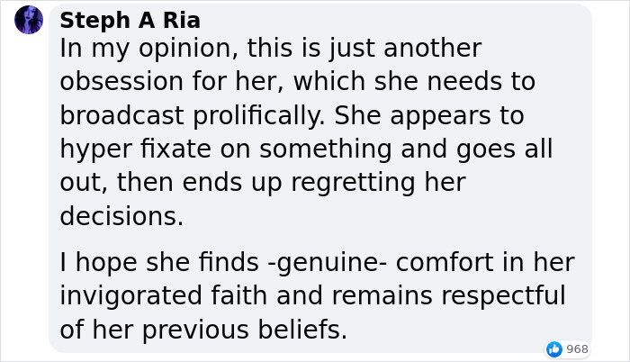 Comment expressing opinion on Kat Von D's tattoo blackout and change in beliefs. Comment expressing opinion on Kat Von D's tattoo blackout and change in beliefs.