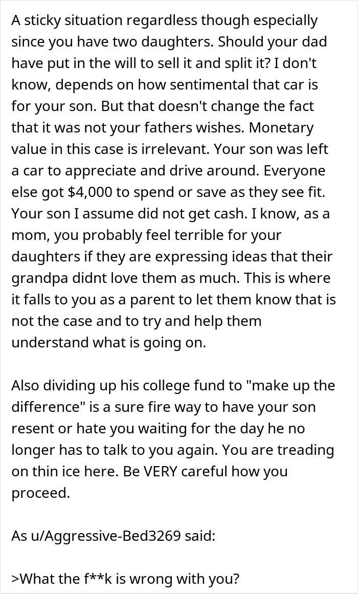 Mom Forces Son To Sell A Car He Inherited From Grandpa To Share With Family, Gets A Reality Check Mom Forces Son To Sell A Car He Inherited From Grandpa To Share With Family, Gets A Reality Check