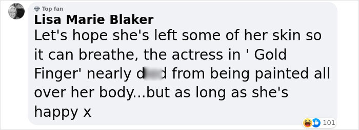 Comment discussing Kat Von D's tattoo blackout and life changes with emojis. Comment discussing Kat Von D's tattoo blackout and life changes with emojis.