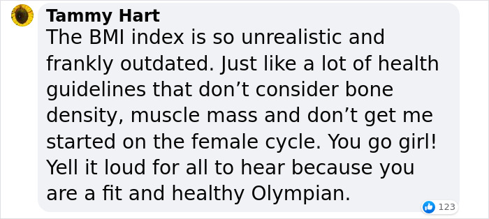 Olympic Athlete Has The Perfect Response About BMI After Viewers Mock Her Weight Olympic Athlete Has The Perfect Response About BMI After Viewers Mock Her Weight