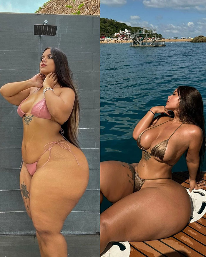 Body transformation: Gracie Bon before and after, wearing bikinis. Body transformation: Gracie Bon before and after, wearing bikinis.