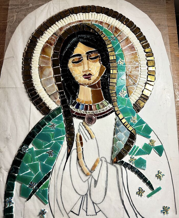 I Captured The Stages Of My Mosaic Artwork Illustrating The Holy ‘Mary’ I Captured The Stages Of My Mosaic Artwork Illustrating The Holy ‘Mary’