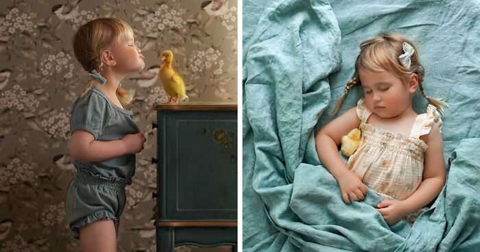 Woman Captures The Unconditional Love Between Her 3-Year-Old Daughter And Baby Ducklings