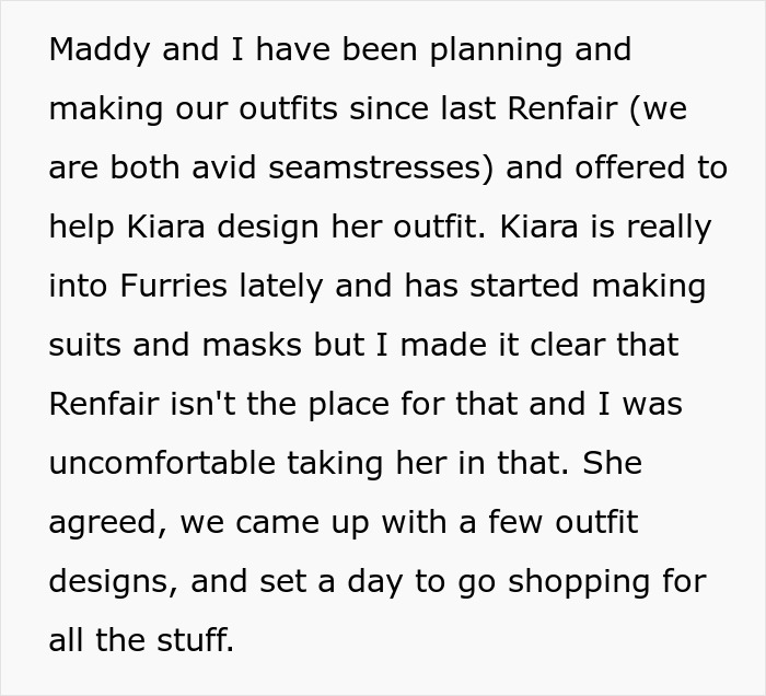 25YO Refuses To Take 12YO Sister To Renaissance Fair Because She Insists On Wearing Furry Outfit 25YO Refuses To Take 12YO Sister To Renaissance Fair Because She Insists On Wearing Furry Outfit