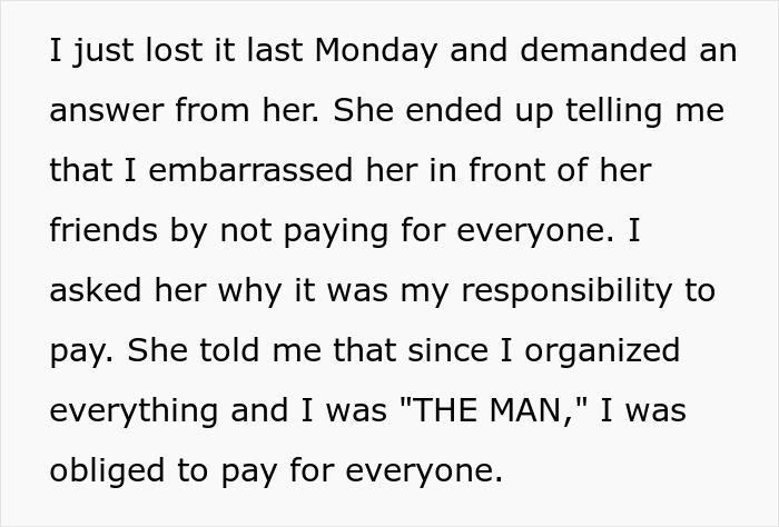 Man Dumps GF After She Expects Him To Foot $1,100 Bill Since He’s “The Man,” Starts To Regret It Man Dumps GF After She Expects Him To Foot $1,100 Bill Since He’s “The Man,” Starts To Regret It