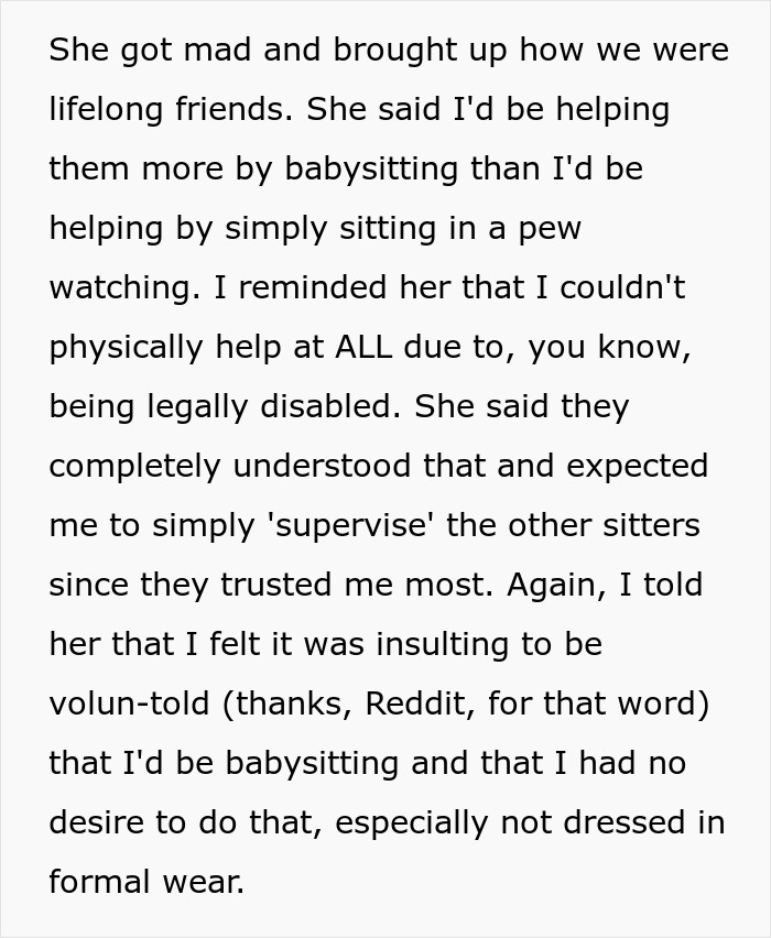 Wedding Guest Expected To Be A Free Babysitter, Uncovers The Real Reason They Wanted To Hide Her Wedding Guest Expected To Be A Free Babysitter, Uncovers The Real Reason They Wanted To Hide Her