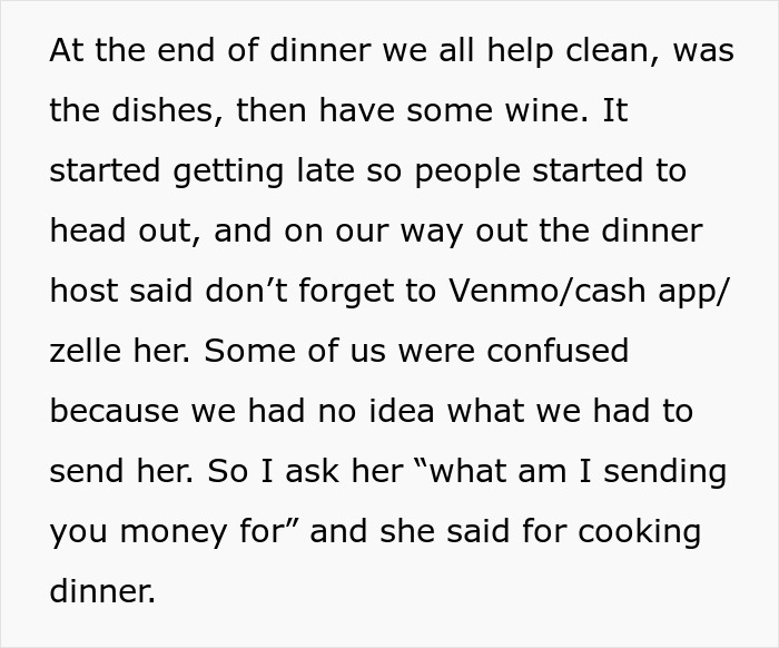Unexpected Dinner Party Charge Leaves Guests Outraged: “I Didn’t Do This For Free” Unexpected Dinner Party Charge Leaves Guests Outraged: “I Didn’t Do This For Free”