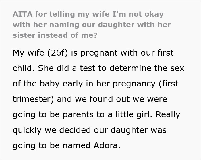 Man Sparks Family Feud By Rejecting SIL's Timeless Baby Name Idea For His Own Daughter Man Sparks Family Feud By Rejecting SIL's Timeless Baby Name Idea For His Own Daughter
