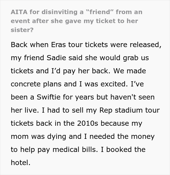 Woman Finds Out Friend Gave Her Ticket Concert Away, Kicks Her Out From Brunch and Upcoming Party Woman Finds Out Friend Gave Her Ticket Concert Away, Kicks Her Out From Brunch and Upcoming Party